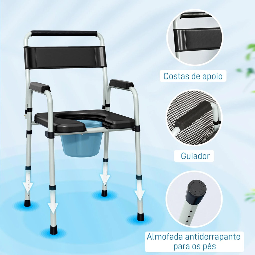 Cadeira Sanita para Pessoas Maiores Dobrável Cadeira com Sanita Altura