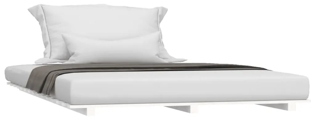 Estrutura de cama 140x190 cm madeira de pinho maciça branco