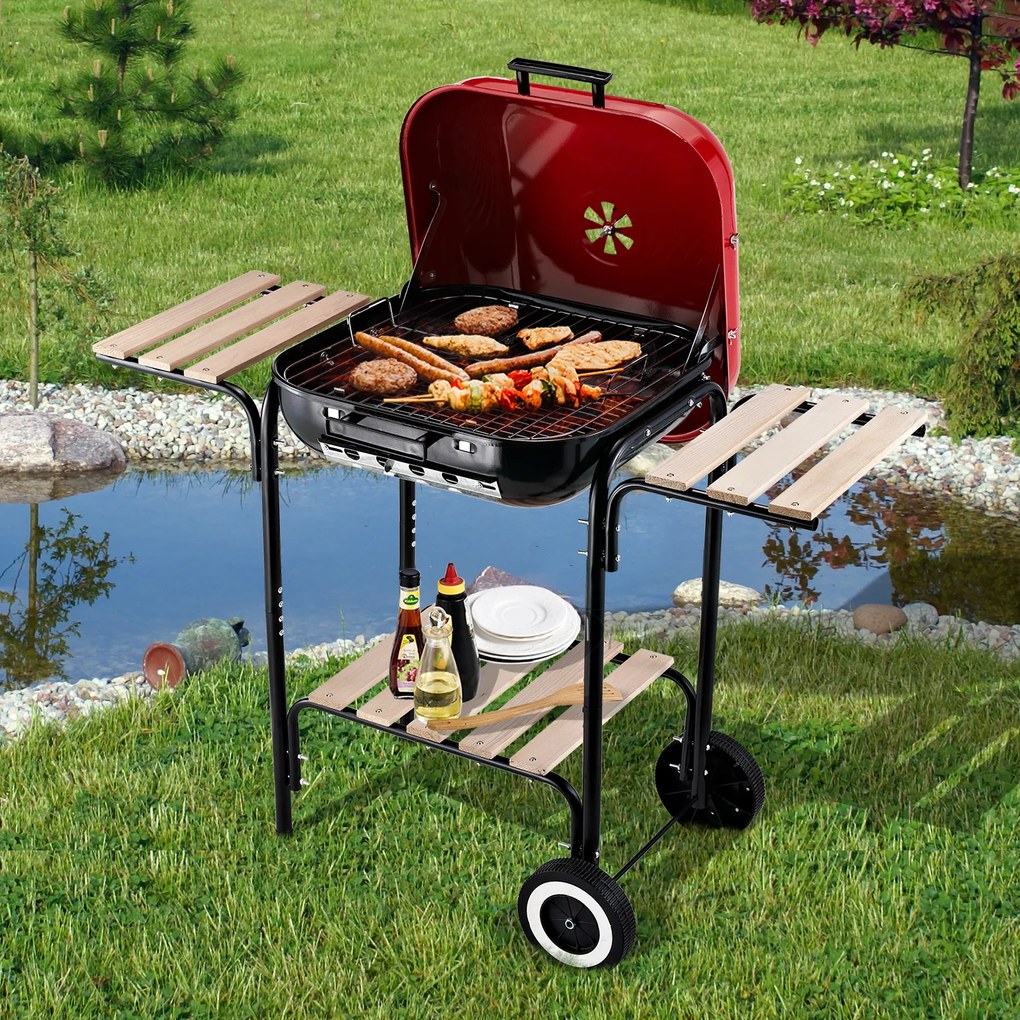 Piquenique de churrasco de carvão com prateleiras de madeira Churrasqueiras Churrasqueira Pátio de Campismo Multifuncional Grelhador a Carvão