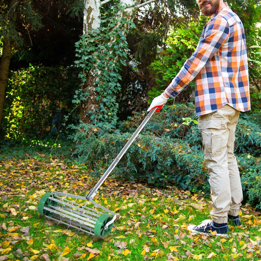 Rolo arejador para relvado com cabo telescópico 98L x 45l x 87H cm Verde