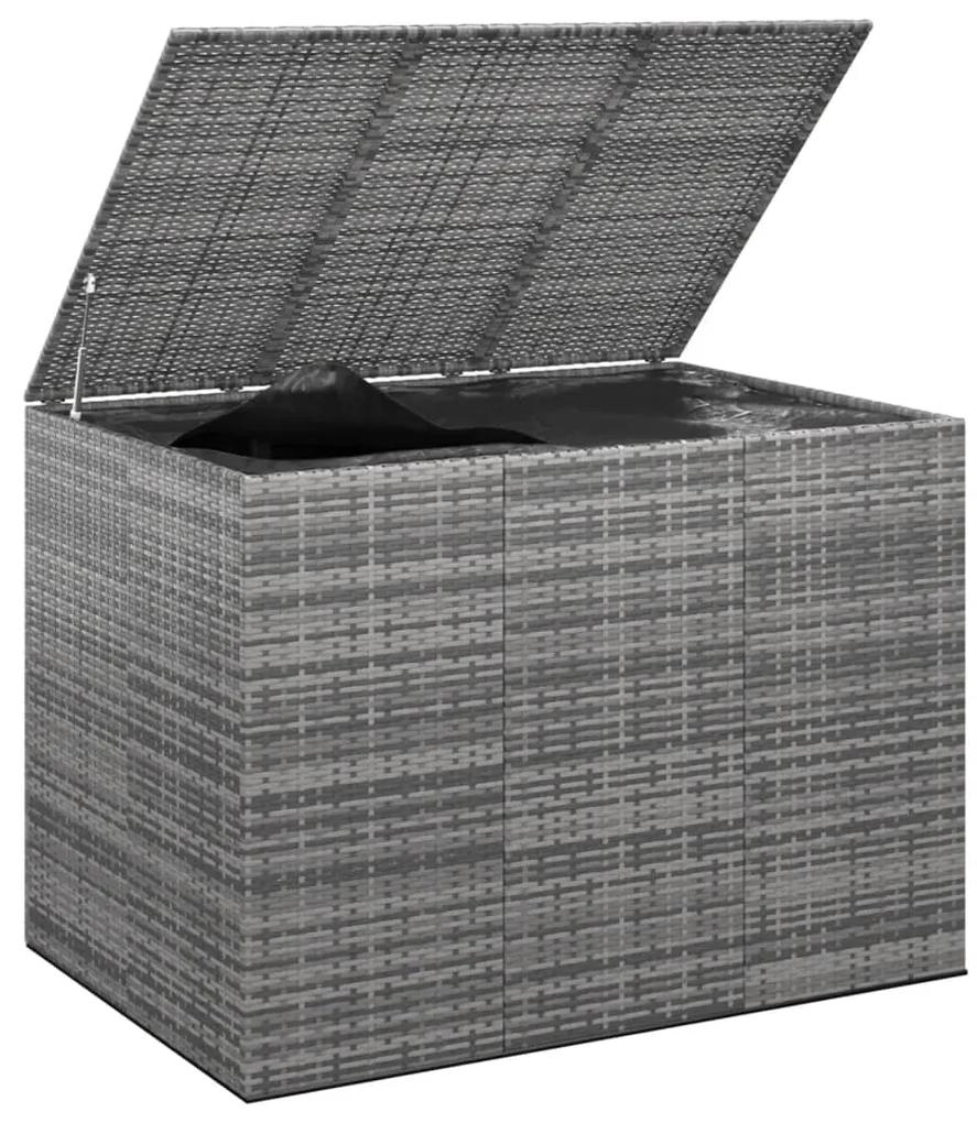 Caixa para almofadões de jardim 145x100x103 cm vime PE cinzento