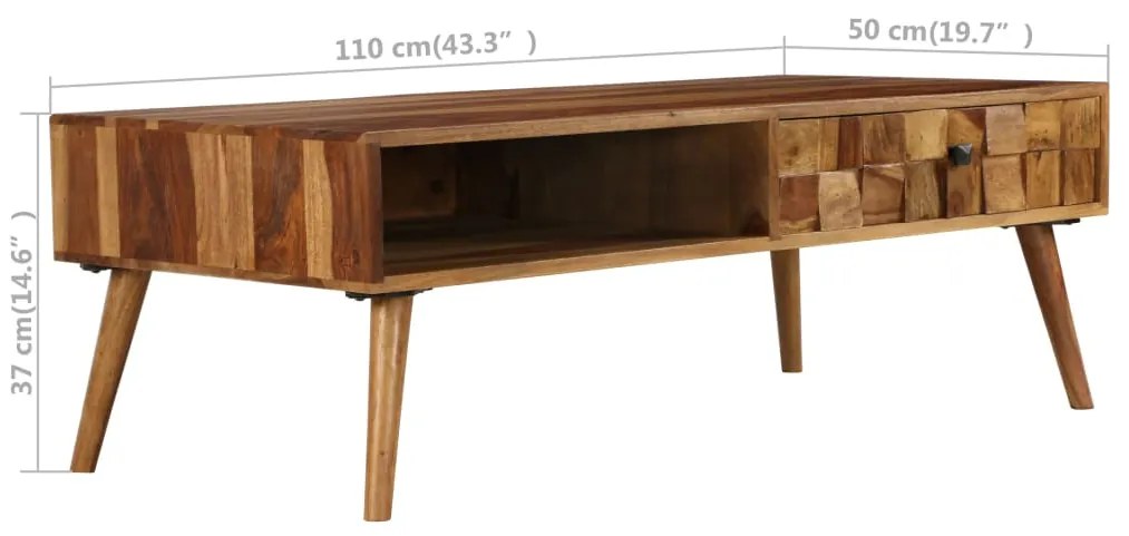 Mesa centro madeira acácia maciça c/ acabam. mel 110x50x37 cm
