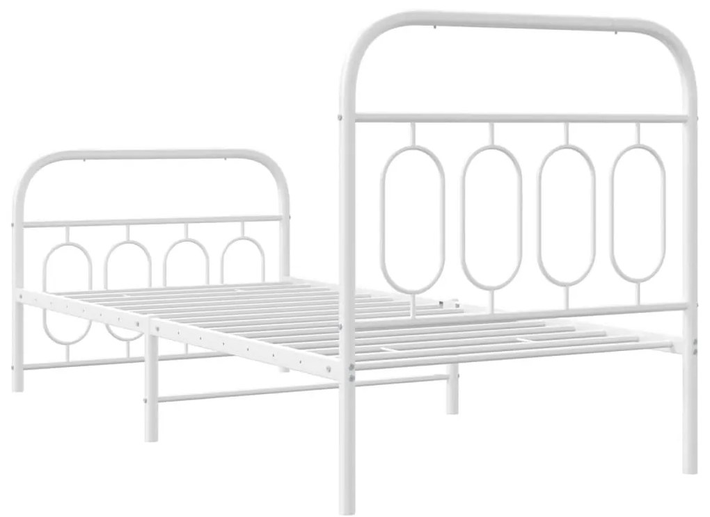 Estrutura de cama com cabeceira e pés 90x190 cm metal branco