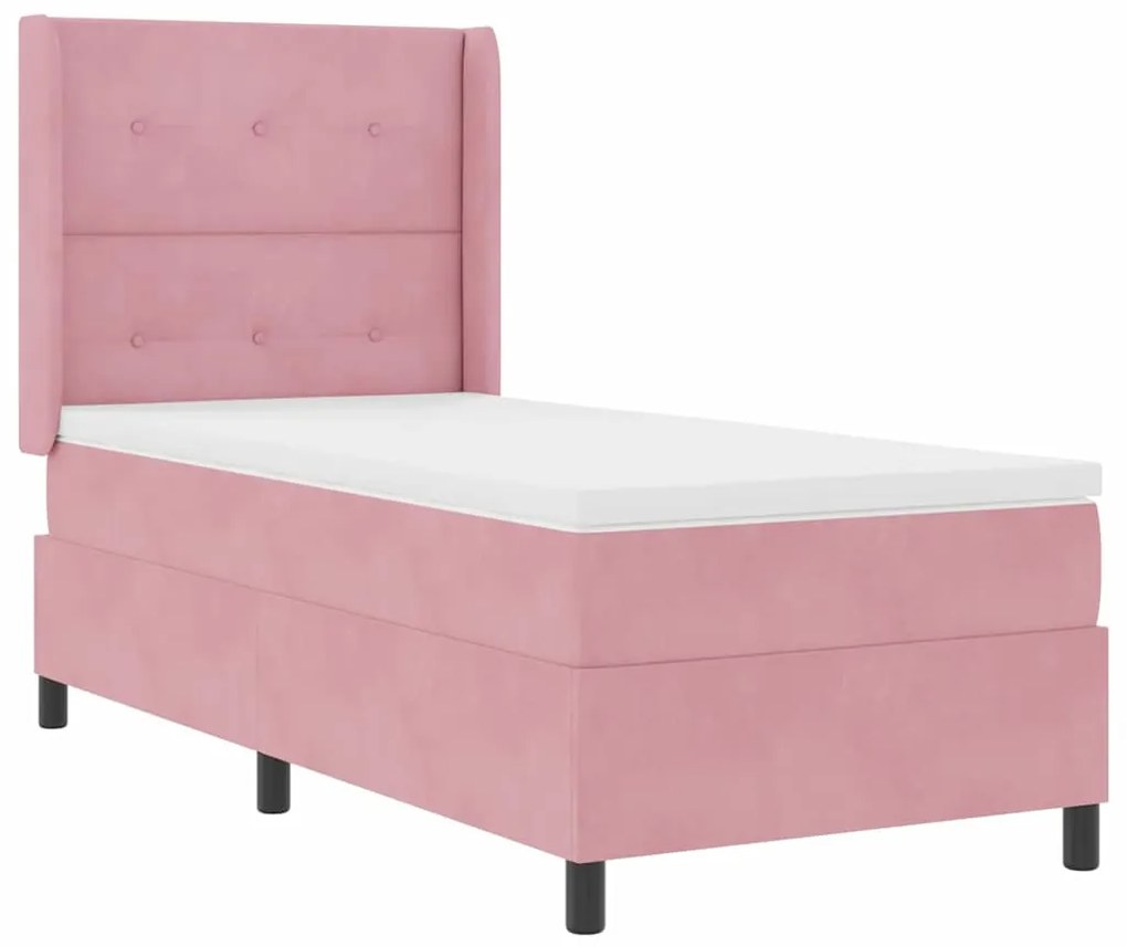 Cama Box com Colchão vidaXL Rosa 90x190 cm Veludo