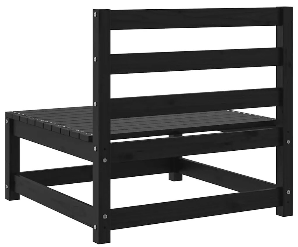 Sofás de centro para jardim 3 pcs madeira de pinho maciço preto