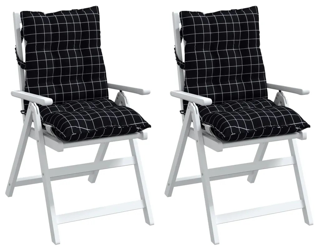 Almofadões cadeira encosto baixo 2 pcs oxford xadrez preto