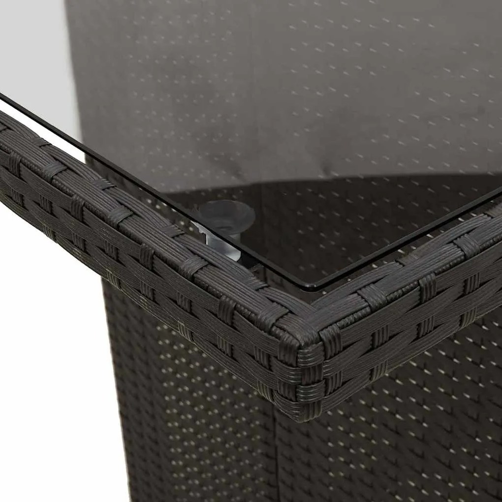 Conjunto de Jantar de Jardim 9 Peças Preto em Rattan Sintético
