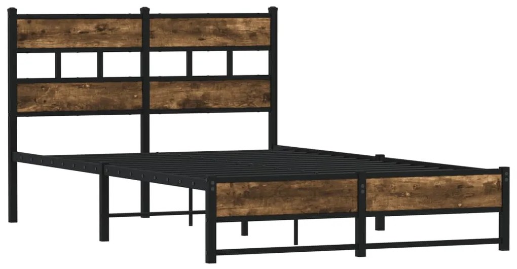 Estrutura de cama sem colchão 120x190 cm metal carvalho fumado