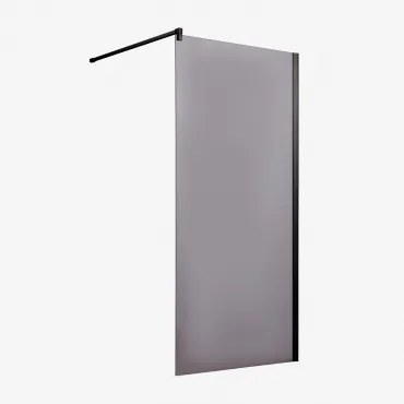 Mampara De Duche Fixa Com Vidro Temperado De 8 Mm E Alumínio Bristol Preto Mate & Afumado & 100x195 Cm - Sklum