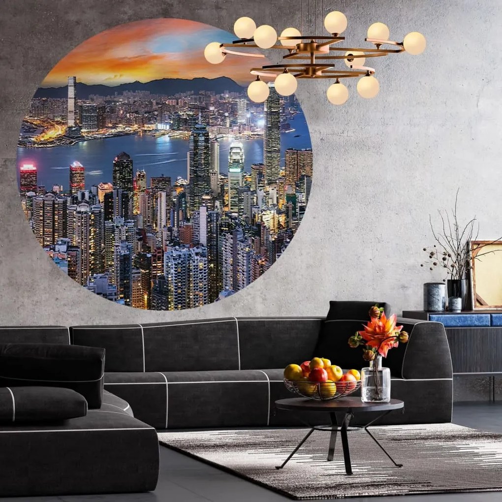 WallArt Papel de parede circular "Skyline by Night" 190 cm