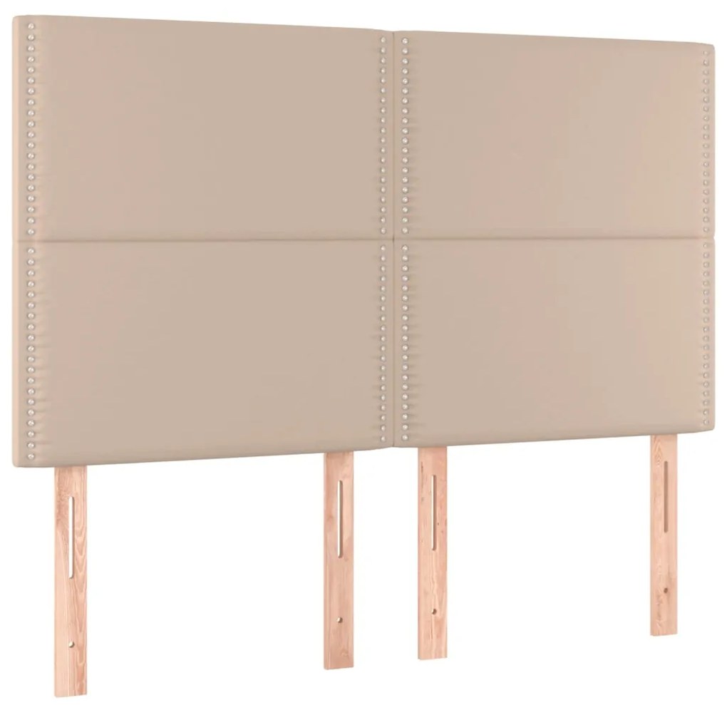 Cabeceira cama c/ LED couro artif. 144x5x118/128 cm cappuccino