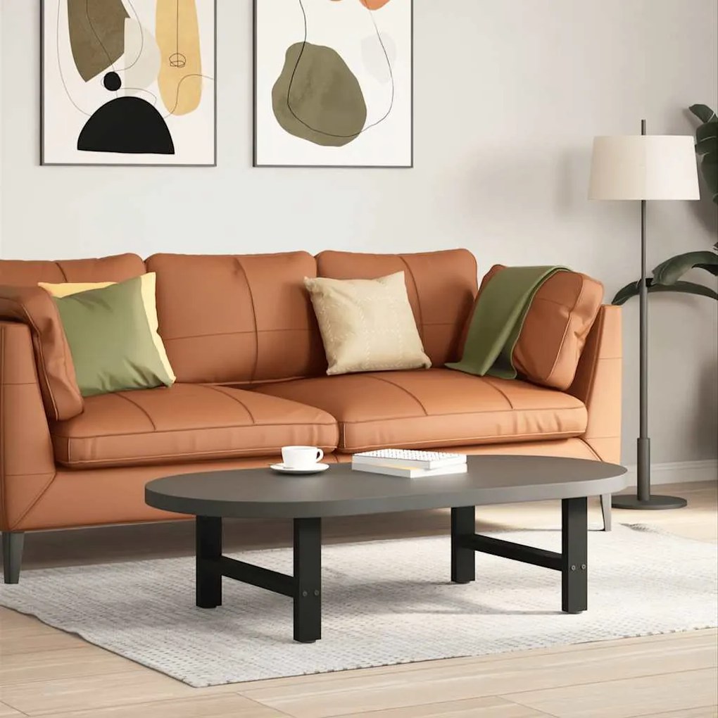 vidaXL Pés para mesa de centro pretos 2 peças 70x(30-31) cm aço