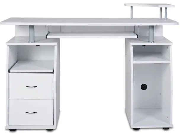 Mesa Mesa de computador Mesa de escritório Mesa de PC com prateleira para impressora, bandeja para teclado - nogueira