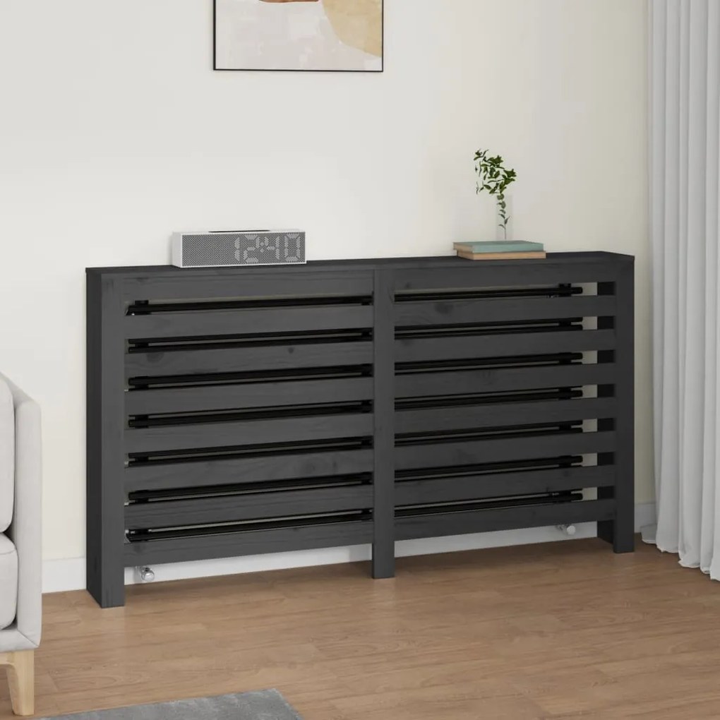822603 vidaXL Cobertura de radiador 153x19x84 cm pinho maciço cinza