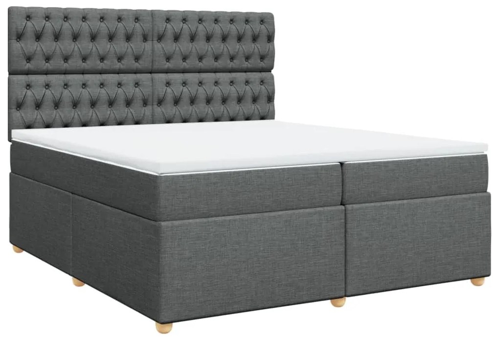Cama com molas/colchão 200x200 cm tecido cinzento-escuro