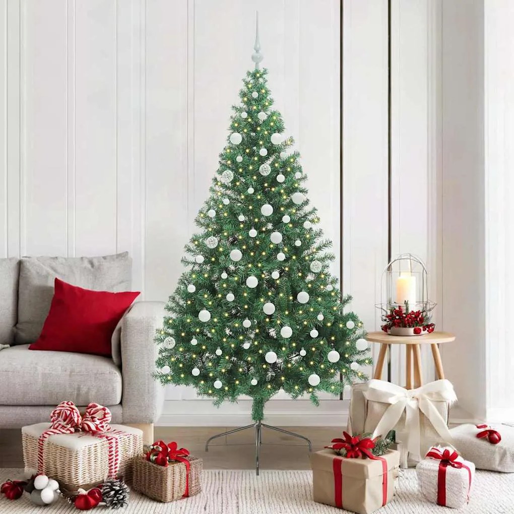 vidaXL Árvore de Natal Artificial Pré-iluminada Verde 180 cm PVC