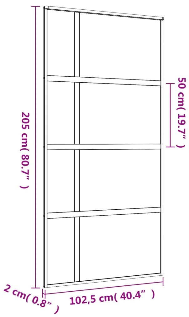 Porta deslizante 102,5x205 cm vidro ESG/alumínio dourado