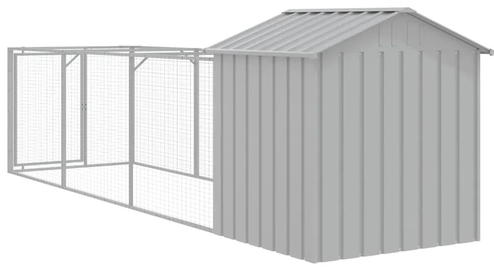 Casota para cães com telhado aço galvanizado cinzento-claro