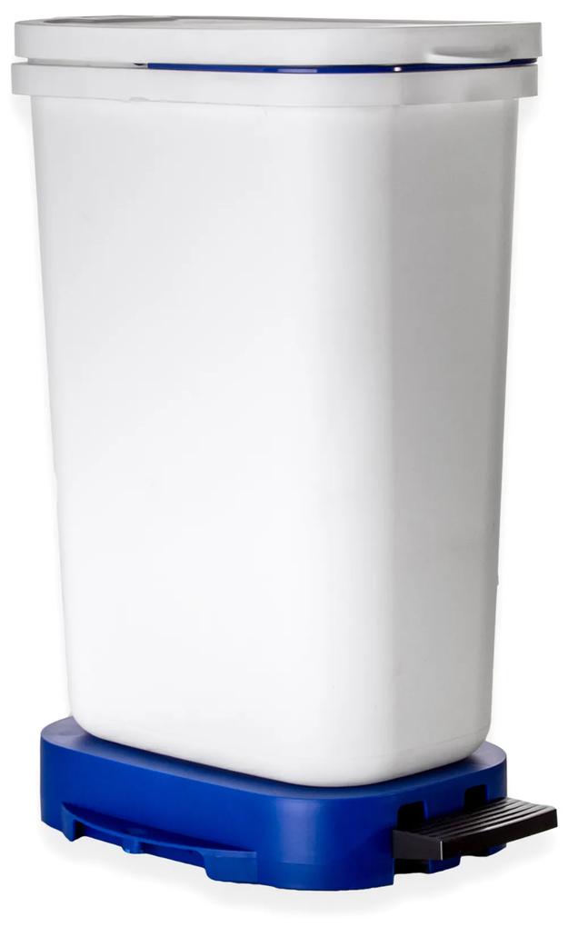 Balde Lixo Eco Branco com Base / Aro Azul 20l 36X25.5X50cm