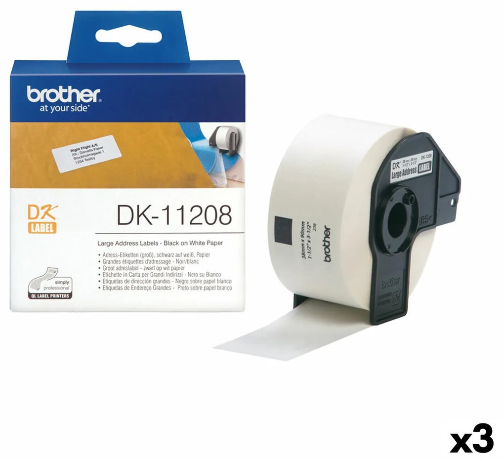 Etiquetas para Impressora Brother DK-11208 38 X 90 mm Branco/preto (3 Unidades)