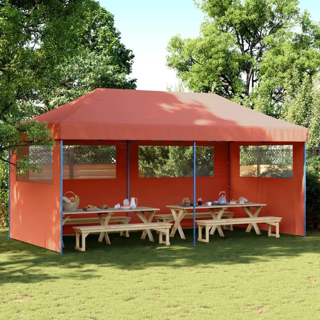 Tenda p/ festas pop-up dobrável 3 paredes laterais terracotta