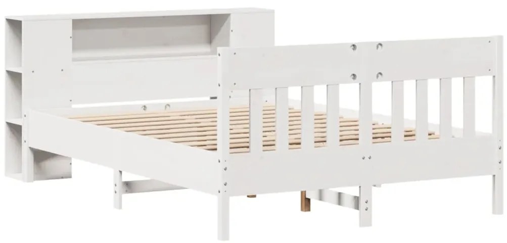 Cama com estante sem colchão 120x190 cm pinho maciço branco