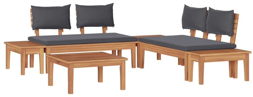 vidaXL Conjunto de Sofá de Jardim 3 pcs Marrom e Cinza