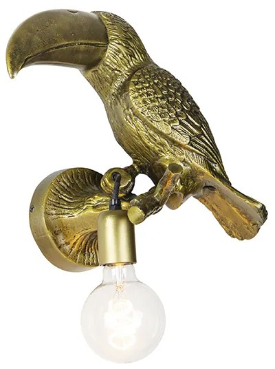 Candeeiro de parede vintage em latão - Animal Tucano Rústico