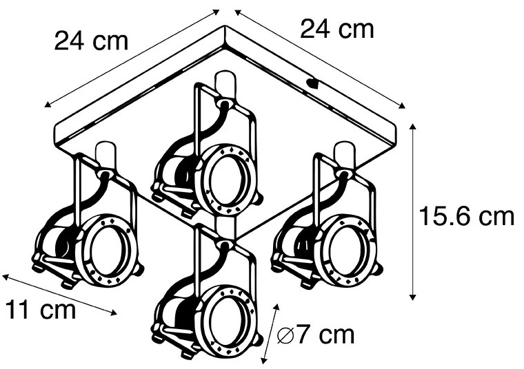 Projetores industriais pretos 4 luzes - Suplux