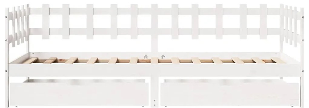Sofá-cama c/ gavetas 90x190 cm madeira de pinho maciça branco