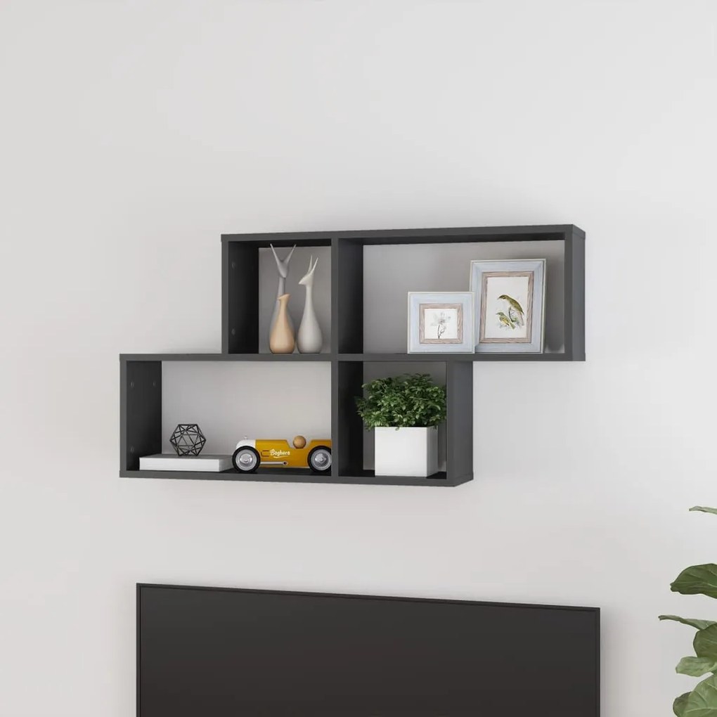 vidaXL Estante de parede 100x18x53 cm deriv. madeira cinza brilhante