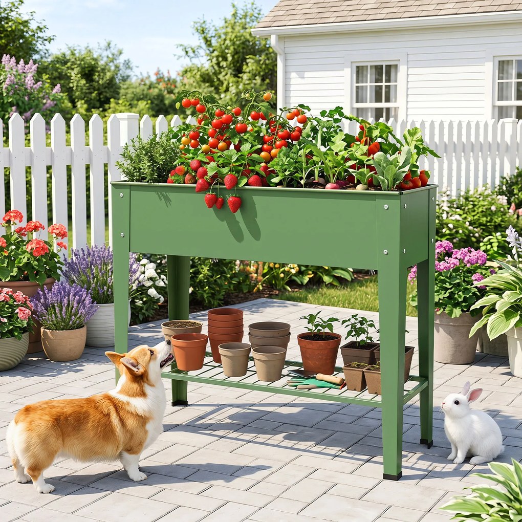 Floreiras para Plantas, 95 x 31 x 80 cm, com Estante de Rede, Verde