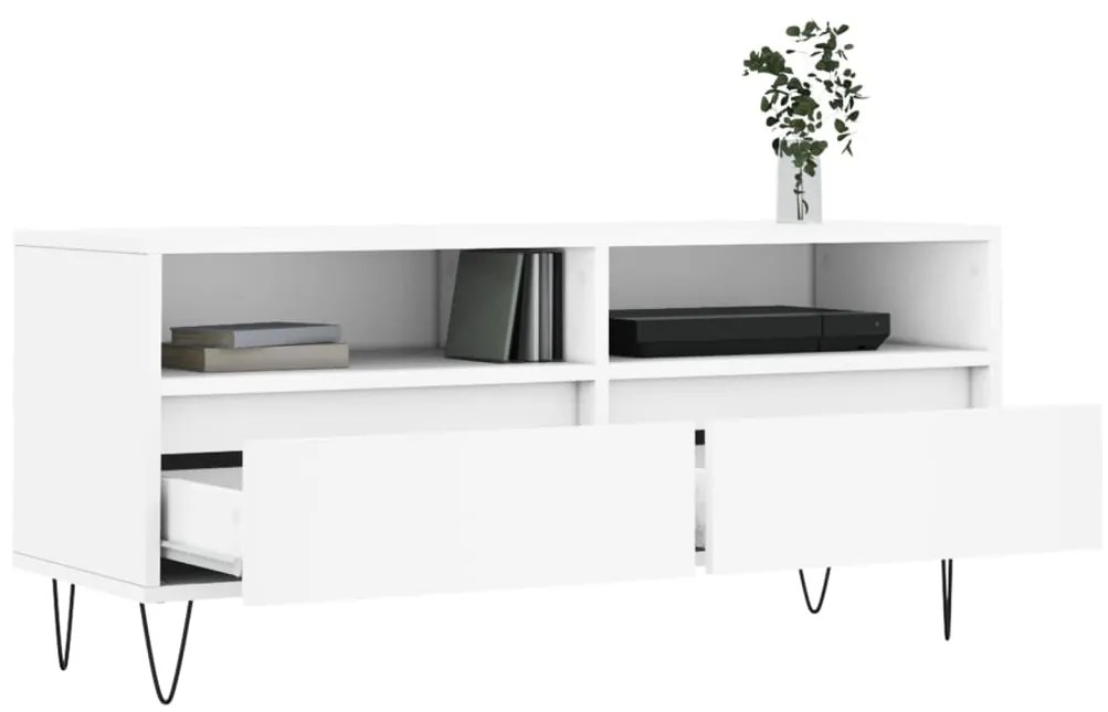 Móvel de TV - 100x34,5x44,5 cm - Derivados de Madeira - Cor Branco