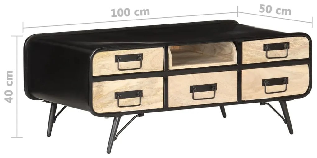 Mesa de centro 100x50x40 cm madeira de mangueira maciça