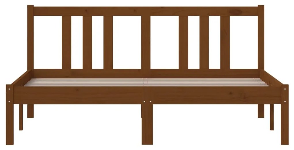 Estrutura de cama 140x190 cm madeira maciça castanho-mel