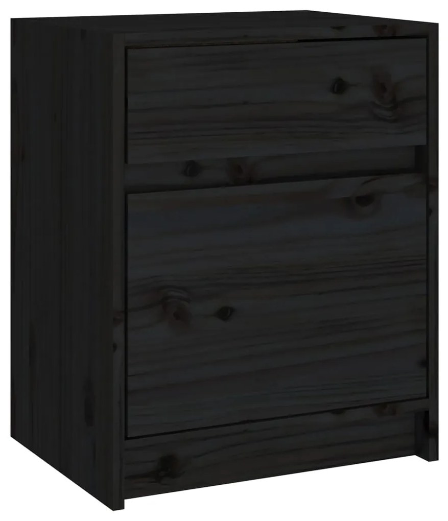 Mesas de cabeceira 2 pcs 40x31x50 cm pinho maciço preto
