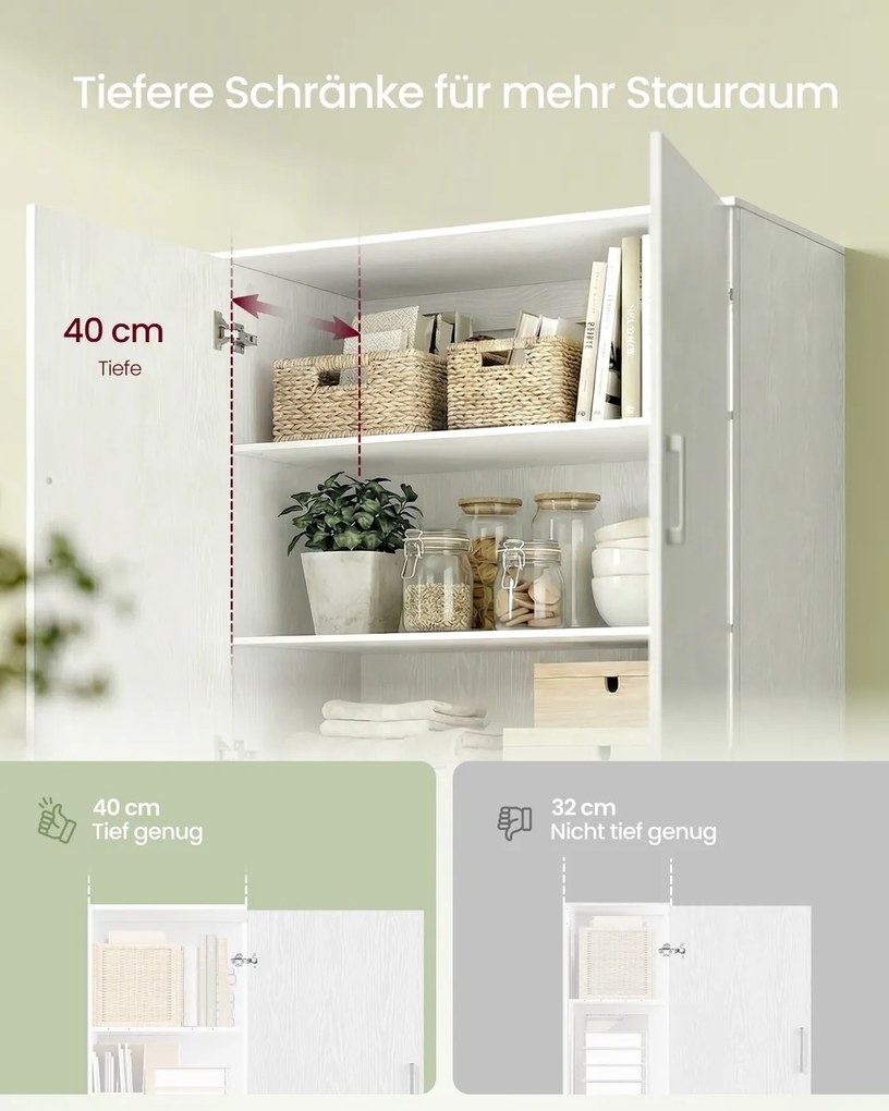 Armario multiusos 80 x 40 x 180 cm (L x P x A),, de aglomerado Branco