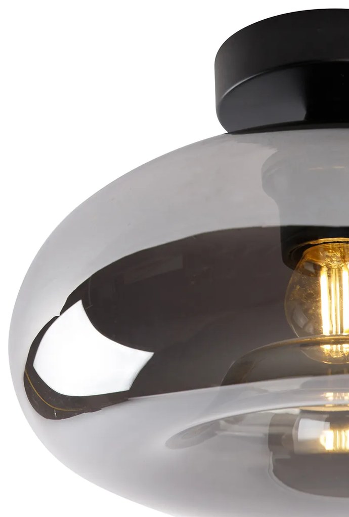 LED Candeeiro de teto inteligente preto com vidro fumê incl. Wifi P45 - Busa Art Deco