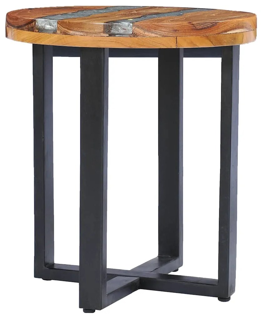 Mesa de centro 40x45 cm madeira de teca maciça e poliresina