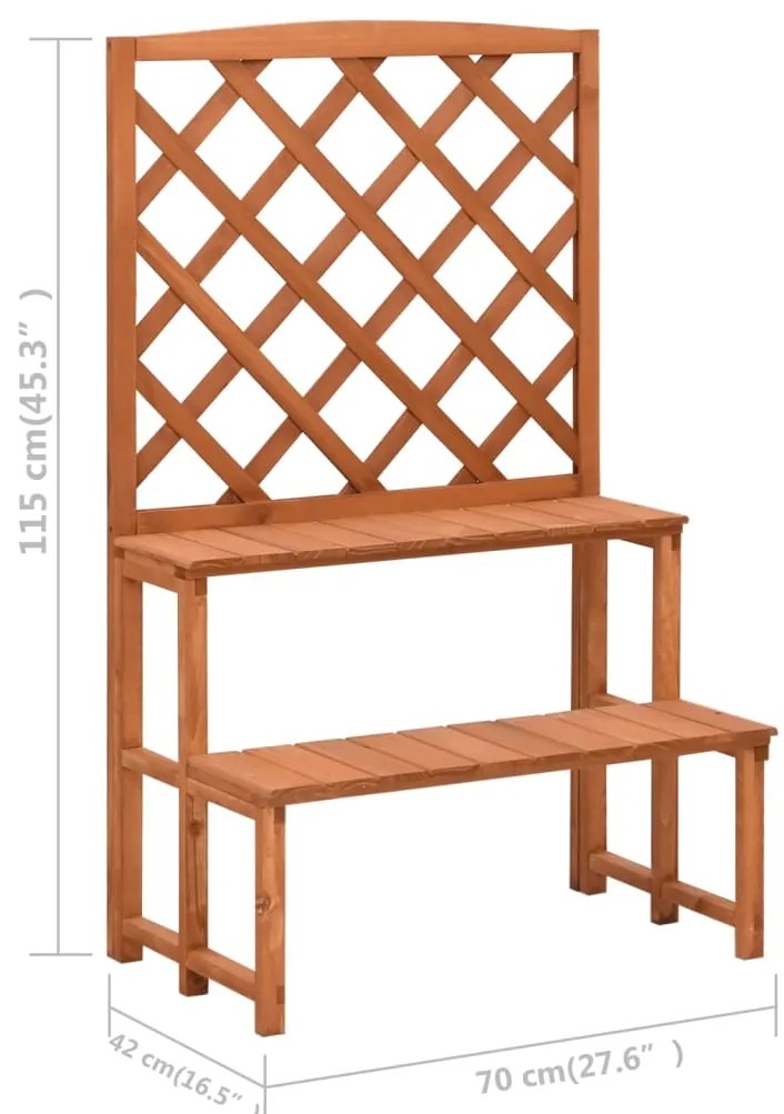 Suporte de plantas com treliça 70x42x115 cm abeto maciço