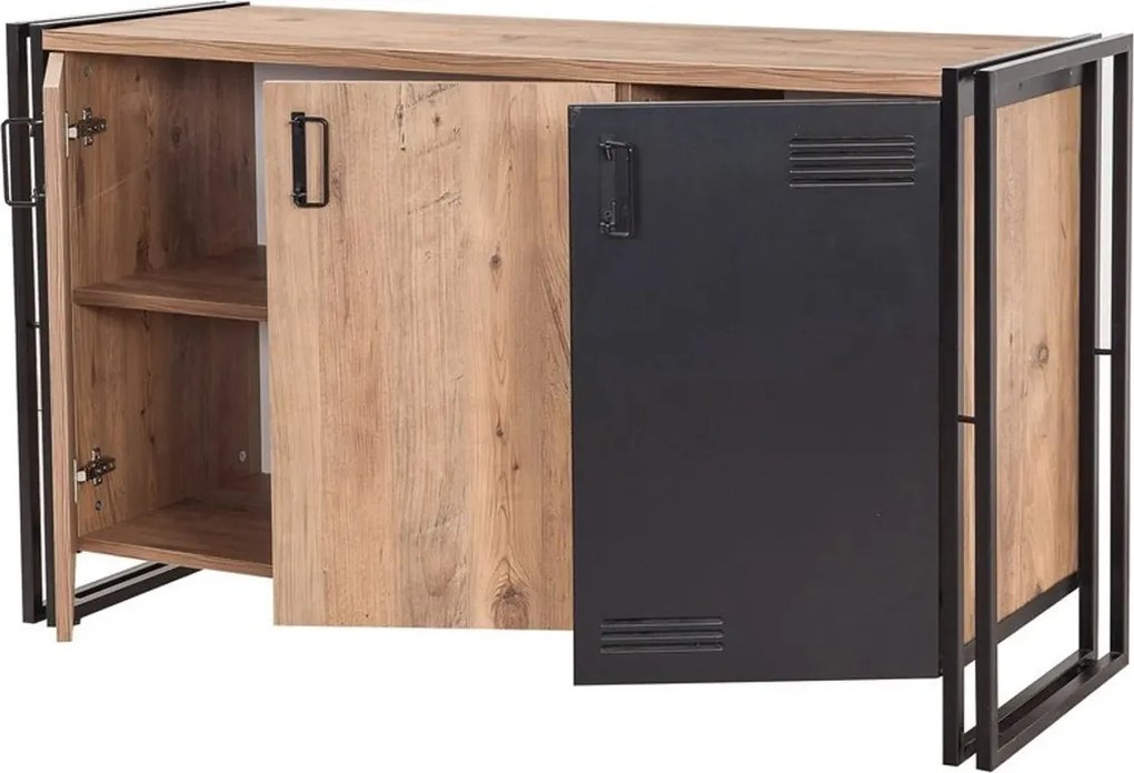 Conjunto de Mobiliário de Sala Cosmo – Pinho Atlântico Preto – TV Unit