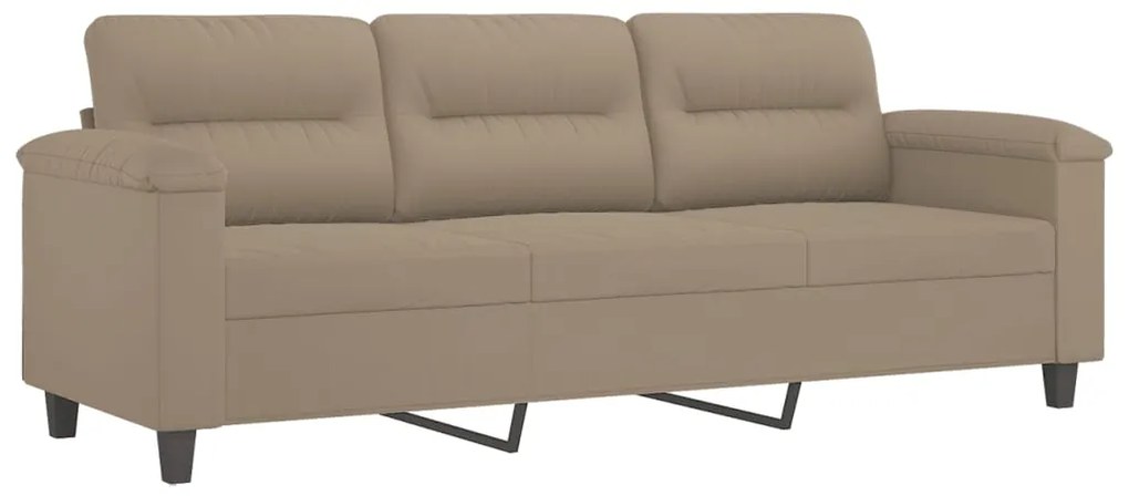 3 pcs conjunto sofás c/ almofadões microfibra cinza-acastanhado