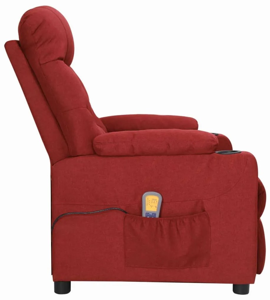Poltrona elevatória de massagens tecido vermelho tinto