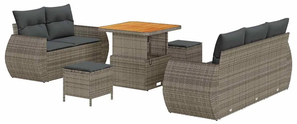Conjunto de Sofá para Jardim vidaXL de 8 Peças com Almofadas Cinza Pol