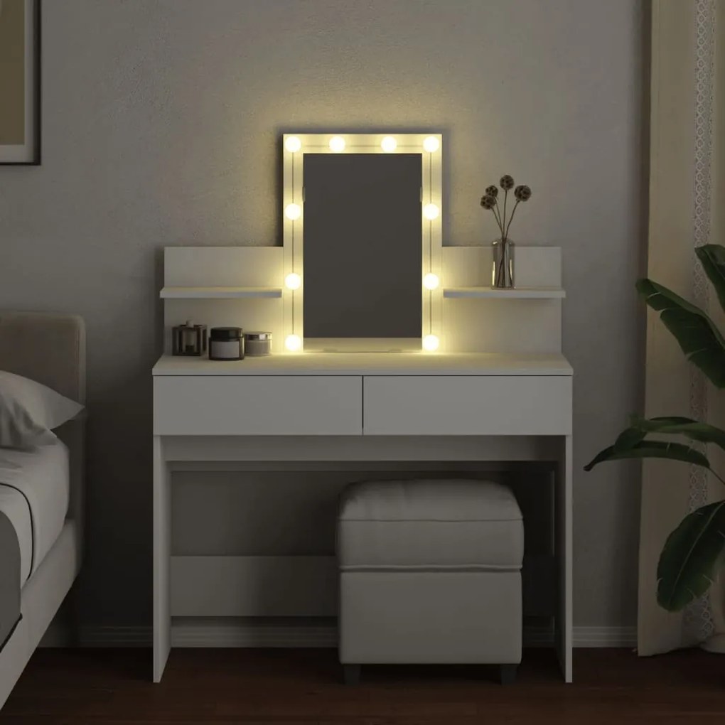 Toucador com LEDs 100x40x130 cm branco