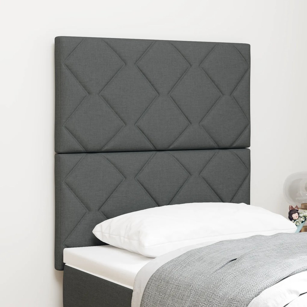 Cabeceira vidaXL Design Blocos de Diamante Cinza Escuro 80 cm Tecido,