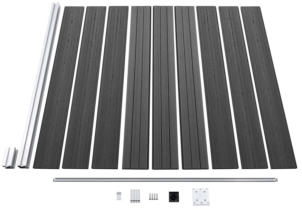 Conjunto de painel de vedação WPC 792x(105-186) cm preto