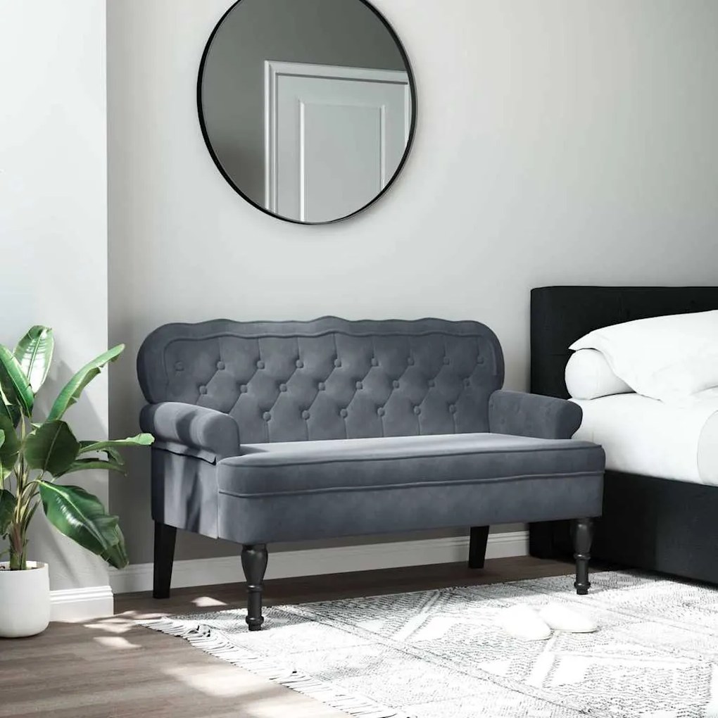 vidaXL Banco com encosto 119,5x64,5x75 cm veludo cinzento-escuro