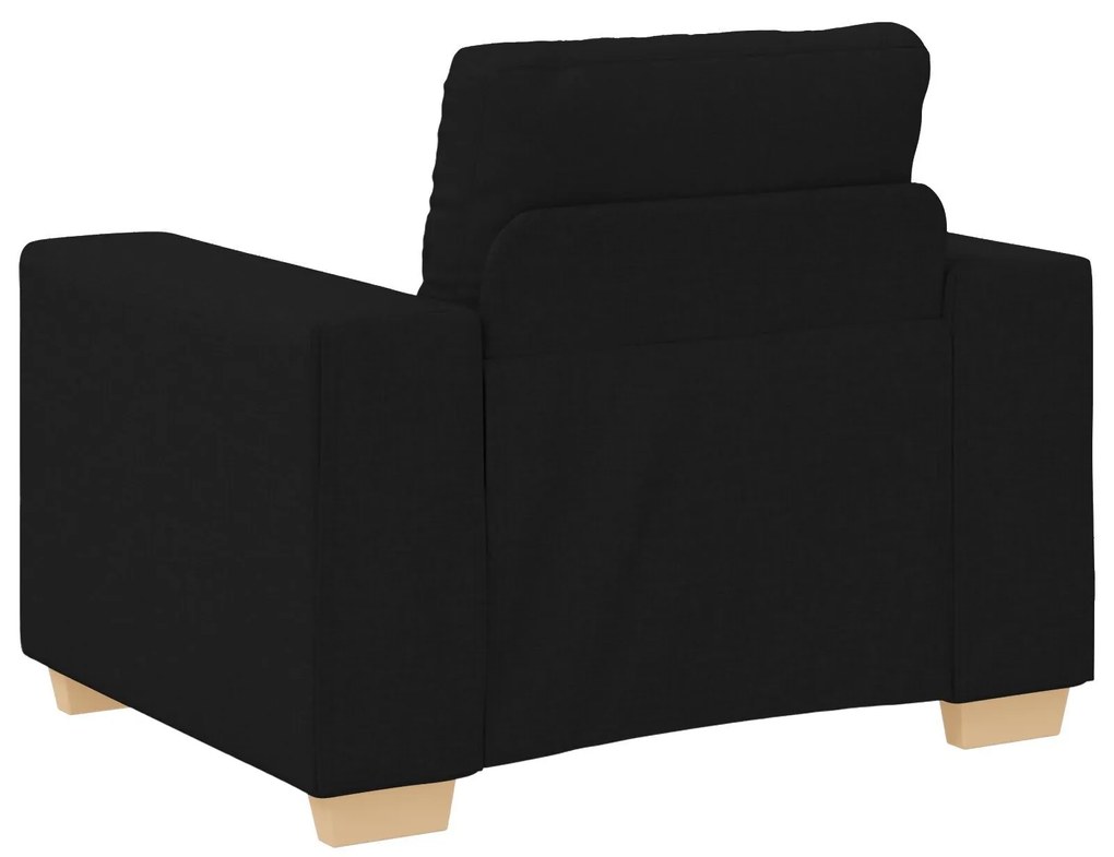 Conjunto de Sofá de 3 Peças com Almofadas em Tecido Preto