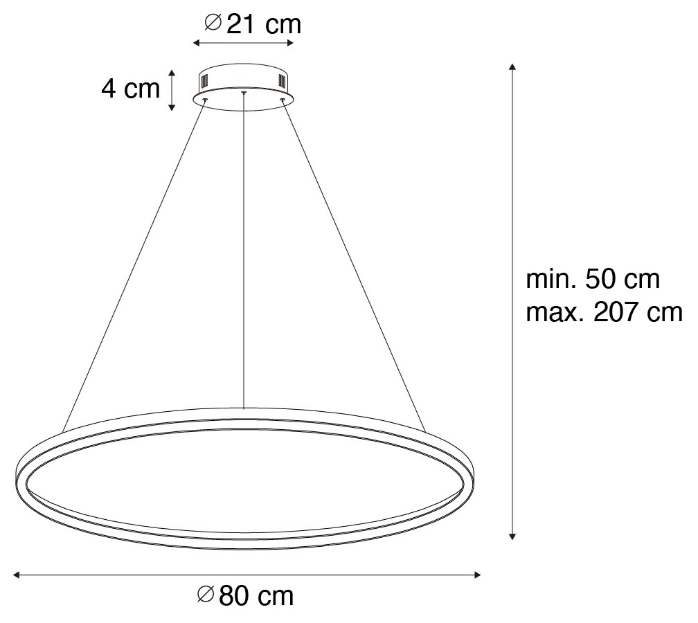 Candeeiro de suspensão dourado 80cm c/ LED 3 intensidades - Girello